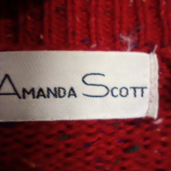 Vintage Red Button Front Cardigan with Pockets Wool Blend by Amanda Scott 1X - Picture 10 of 11